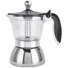 Image de Cafetière à expresso en acier inoxydable avec dessus en verre et couvercle en cristal pour 4 tasses Cafetière italienne 200 ml