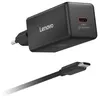 Image de Chargeur PC Lenovo mini GaN USB-C 65 W Noir + câble 2m