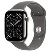 Image de Apple Watch Series 11 GPS + Cellular 42mm Boitier en Titane Naturel avec Bracelet Sport Gris Minéral M/L