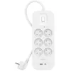 Image de Multiprise parafoudre 6 prises avec 1 port USB-A et 1 port USB-C Belkin SurgePlus 18 W Blanc