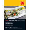 Image de Pack de 20 feuilles de papier photo autocollant A6 Kodak pour imprimante à jet d'encre Blanc