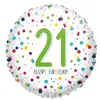 Image de Ballon Aluminium Rond 43 cm : Happy Birthday 21 ans - Confettis 4201201