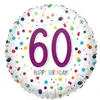 Image de Ballon Aluminium Rond 43 cm : Happy Birthday 60 ans - Confettis 4201675
