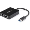 Image de StarTech.com Adaptateur réseau USB 3.0 vers 2 ports Gigabit Ethernet 10/100/1000 Mbps