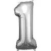 Image de Ballon Aluminium 86 cm : Chiffre 1 - Argent 9906286