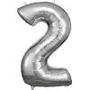 Image de Ballon Aluminium 86 cm : Chiffre 2 - Argent 9906287