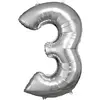 Image de Ballon Aluminium 86 cm : Chiffre 3 - Argent 9906288