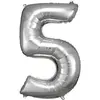 Image de Ballon Aluminium 86 cm : Chiffre 5 - Argent 9906290