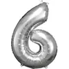 Image de Ballon Aluminium 86 cm : Chiffre 6 - Argent 9906291