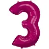 Image de Ballon Aluminium 86 cm : Chiffre 3 - Rose Fushia 9907281