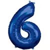Image de Ballon Aluminium 86 cm : Chiffre 6 - Bleu 9907286