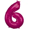 Image de Ballon Aluminium 86 cm : Chiffre 6 - Rose Fushia 9907287