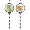 Image de 8 Pailles Happy Dinosaure en papier - 19,7 cm 9908227