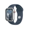 Image de Apple Watch Series 9 GPS + Cellular Aluminium Argent Bracelet Sport Band Bleu S/M 41 mm