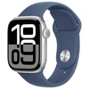 Image de Apple Watch Series 10 GPS + Cellular 42 mm Aluminium Argent Bracelet Sport Denim S/M