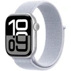Image de Apple Watch Series 10 GPS + Cellular 42 mm Aluminium Argent Bracelet Sport Textile Nuée Bleue