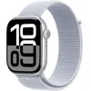 Image de Apple Watch Series 10 GPS + Cellular 46 mm Aluminium Argent Bracelet Sport Textile Nuée Bleue