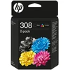 Image de HP 308 (6L6S6UE-LS1) - Pack de 2 Cartouches Noir/3 Couleurs