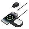 Image de Belkin Chargeur Magsafe Qi2 15 W pour iPhone Stand et AirPods 2 en 1 (Noir)