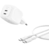 Image de Belkin BoostCharge Pro Chargeur secteur GaN deux ports USB-C (50 W) avec câble USB-C (Blanc)
