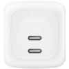 Image de Belkin Chargeur USB-C 65W double USB-C pour ordinateur, Téléphone et Tablette (Blanc)