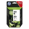 Image de HP 301 Pack combo de 2 (N9J72AE) - Noir/3 Couleurs