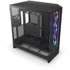 Image de Boîtier PC NZXT H9 FLOW RGB 2025 moyen tour noir avec panneau latéral et avant verre trempé