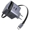 Image de Chargeur secteur Ugreen Nexode Pro Series X615 GaN 2 USB Type C et USB rétractable 65 W Gris anodisé