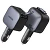 Image de Chargeur voiture Ugreen USB Type A et USB Type C Rétractable 90 W Noir et Gris anodisé