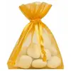 Image de Sachet de 10 Bourses organdi à lacet, Jaune CH2462-2