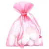 Image de Sachet de 10 Bourses organdi à lacet, Rose CH2462-5