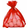 Image de Sachet de 10 bourses organdi à lacet, Rouge CH2462-7