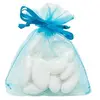 Image de Sachet de 10 Bourses organdi à lacet, Turquoise CH2462-174