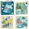 Image de Coffret puzzles en bois 3x16 pièces : Animaux du monde Vilac-8530