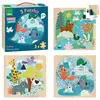 Image de Coffret puzzles en bois 3x16 piÃ¨ces : Animaux du monde