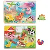 Image de 2 Puzzles en bois - Ferme et dinosaures