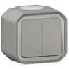 Image de Interrupteur étanche en saillie plexo (nouvelle version) double va-et-vient plexo complet 10 ax 250 v gris gris 1 pièce(s) monobloc en saillie double