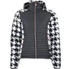 Image de Blouson à capuche zippé bi-matière badge poitrine motif pied de poule femme Peak Mountain Noir XL ASTRO/QI/N/NOIR