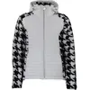 Image de Blouson à capuche zippé bi-matière badge poitrine motif pied de poule femme Peak Mountain Blanc M ASTRO/QI/B/BLANC