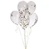Image de Kit de 6 ballons cristal REMPLIS DE CONFETTIS Noir/Blanc/Argent 44690BPUB