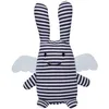 Image de Hochet peluche Ange lapin marinière + pochette en coton