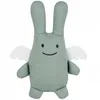 Image de Peluche en coton bio ange lapin vert d'eau + pochette en coton (20 cm)
