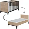 Image de Lit bébé en chêne blond noir Marcel (70 x 140)
