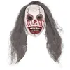 Image de Masque adulte intégral clown blanc sanglant avec cheveux FETE-19437