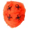 Image de Toile d'araignée Orange avec 4 araignées noires FETE-20023