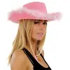 Image de Chapeau feutre cow girl avec plumes adulte, Rose FETE-21303