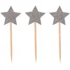 Image de Set de 12 piques déco étoiles pailletée Argent 7,5 cm RE22730