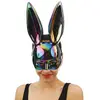Image de Demi masque lapin noir irisé FETE-23392