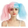 Image de Perruque arlequin avec couettes rose et bleu FETE-23615