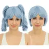 Image de Perruque courte avec couettes détachables luxe Bleu FETE-24018
